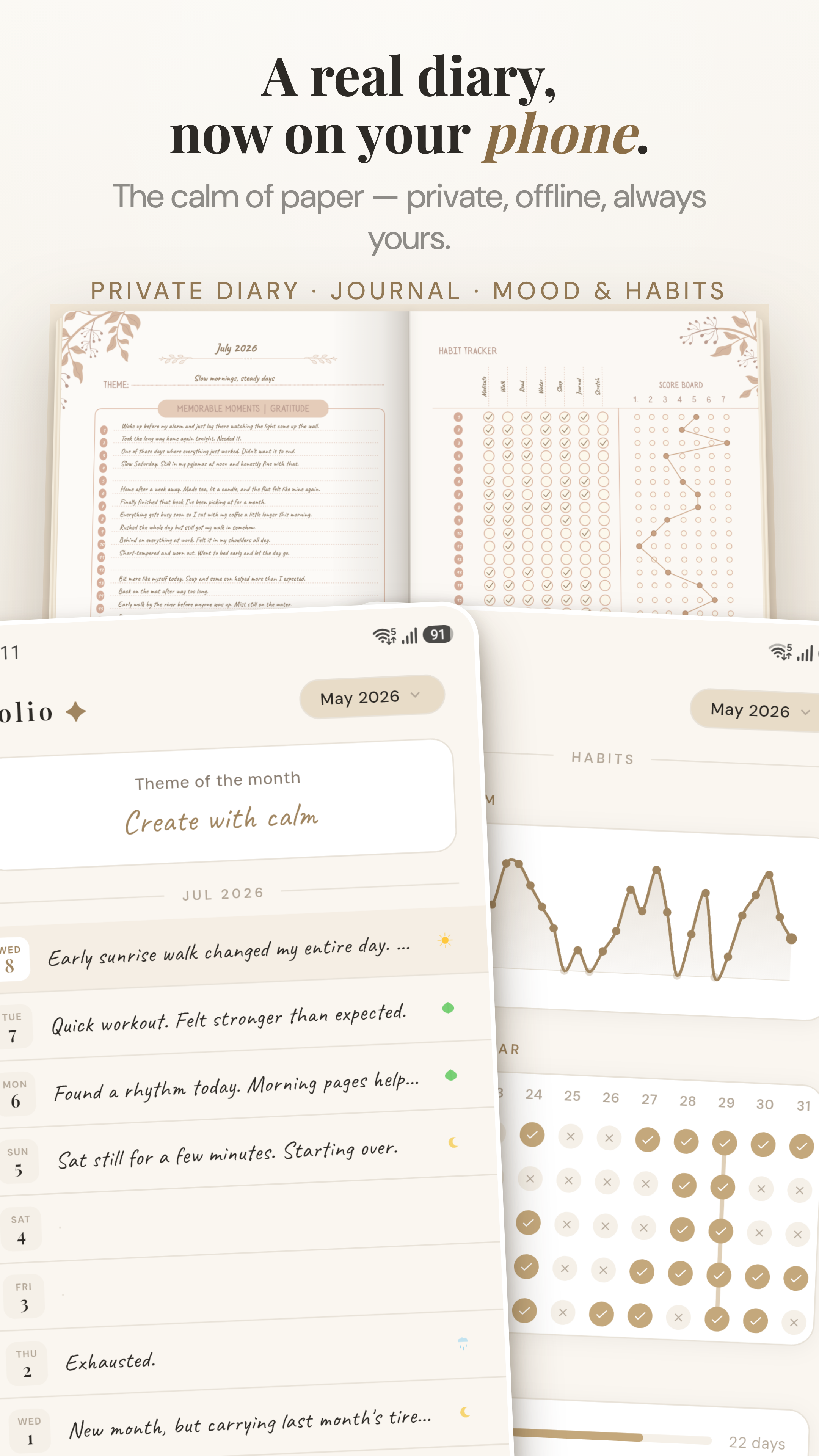 Folio daily journal timeline on a phone